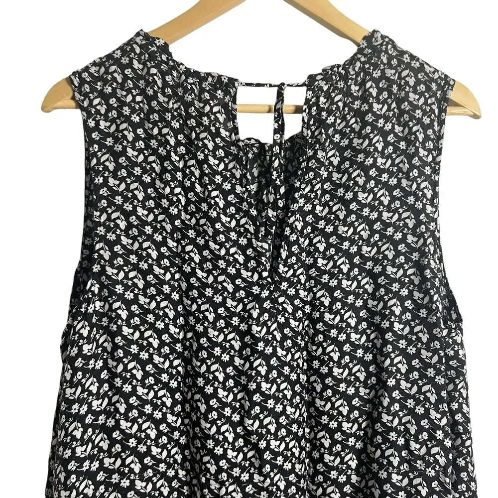 Officine Generale Louison Black Floral Print Silk Sleeveless Shift Dress Size L - Picture 14 of 16